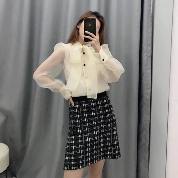 🎈LAST ONE! Zara Organza blouse with tie - Picture 8 of 10